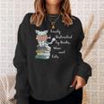 Easily Distracted By Books Wine And Cats Lover Sweatshirt Gifts for Her Easily Distracted By Books Wine And Cats Lover Sweatshirt Gifts for Her