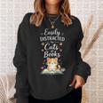 Easily Distracted By Cats And Books Cat & Book Lover Sweatshirt Gifts for Her