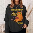 Easily Distracted By Cats And Books For Cat And Book Lover Sweatshirt Gifts for Her