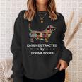 Easily Distracted By Dogs & Books Sweatshirt Gifts for Her