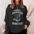 Easily Distracted By Dragons & Books Book Lover Sweatshirt Gifts for Her