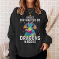 Easily Distracted By Dragons & Books Bookworm Library Sweatshirt Gifts for Her