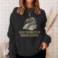 Easily Distracted By Dragons & Books Vintage Style Sweatshirt Gifts for Her Easily Distracted By Dragons & Books Vintage Style Sweatshirt Gifts for Her