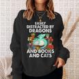 Easily Distracted By Dragons Books Cats Fantasy Book Lover Sweatshirt Gifts for Her Easily Distracted By Dragons Books Cats Fantasy Book Lover Sweatshirt Gifts for Her