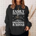 Easily Distracted By Dragons And Books Fantasy Book Lover Sweatshirt Gifts for Her