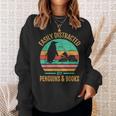 Easily Distracted By Penguins & Books Retro Sweatshirt Gifts for Her