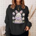 Easter Bunny Reading Book Cute Pastel Eggs Sweatshirt Gifts for Her