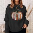 Fall Book Pumpkin Retro Reading Halloween Teacher Sweatshirt Gifts for Her