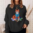 Fox Nerd Reading Books Bookworm Library Book Sweatshirt Gifts for Her Fox Nerd Reading Books Bookworm Library Book Sweatshirt Gifts for Her