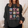 Girls 100 Days Of School Coquette Bow Pencil Bus Book Crayon Sweatshirt Gifts for Her Girls 100 Days Of School Coquette Bow Pencil Bus Book Crayon Sweatshirt Gifts for Her