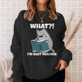 Grey Cat Reading Book Busy Doing Book Related Things Men Women Kids Sweatshirt Gifts for Her