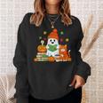 Halloween Ghost Cat Reading Book Women Girls Cute Sweatshirt Gifts for Her Halloween Ghost Cat Reading Book Women Girls Cute Sweatshirt Gifts for Her