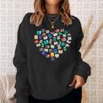 Heart Of Books Book Lover Heart Shape Reading Sweatshirt Gifts for Her