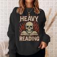 Heavy Reading Book Lover Skeleton Ironic Graphic Sweatshirt Gifts for Her