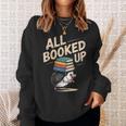 Hedgehog Book Lovers All Booked UP Retro Sweatshirt Gifts for Her