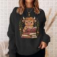 Highland Cow Reading Book Graphic Cow With Book Floral Sweatshirt Gifts for Her Highland Cow Reading Book Graphic Cow With Book Floral Sweatshirt Gifts for Her