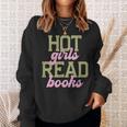 Hot Girls Read Books Retro Varsity Aesthetic Reading Sweatshirt Gifts for Her