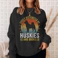 Huskies And Books Husky Mom Husky Dad Retro Vintage Reading Sweatshirt Gifts for Her