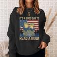 It's A Good Day To Read A Book Frog Vintage USA FLag Sweatshirt Gifts for Her It's A Good Day To Read A Book Frog Vintage USA FLag Sweatshirt Gifts for Her