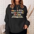 Just A Girl Who Loves Books Bookworm Librarian Retro Cute Sweatshirt Gifts for Her