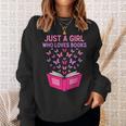 Just A Girl Who Loves Books Butterflies Reading Sweatshirt Gifts for Her