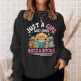 Just a Girl Who Loves Dogs & Books Dog Reading Sweatshirt Gifts for Her