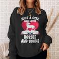 Just A Girl Who Loves Horses And Books Heart Reading Sweatshirt Gifts for Her