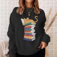 Kawaii Cat Lover Reading Books Librarian Humor Tee Sweatshirt Gifts for Her