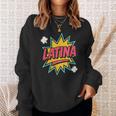 Latina Superhero Comic Book Bubble Sweatshirt Gifts for Her