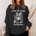 Leave Me Alone I'm Reading Nerdy Cat Drink Coffee Read Book For Men Women Sweatshirt Gifts for Her