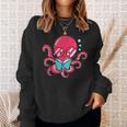 Librarian Book Sea Ocean Giant Squid Reading Octopus Sweatshirt Gifts for Her