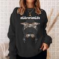 Librarian Teacher Messy Bun Life Book Library Back To School Sweatshirt Gifts for Her