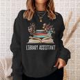 Library Assistant Messy Bun Library Book Reader Sweatshirt Gifts for Her