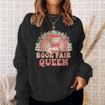 Library Book Fair Queen Vibe Groovy Retro School Reading Sweatshirt Gifts for Her