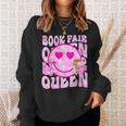 Library Book Fair Queen Vibe Groovy Tie Dye School Reading Sweatshirt Gifts for Her