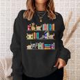 Library Cats Kittens Reader Book Lovers Pet Shelf Sweatshirt Gifts for Her