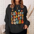 Library Squad Team Librarian Teacher Book Lover Retro Groovy Sweatshirt Gifts for Her