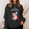 To The Library Superhero Book Cat Lover Librarian Sweatshirt Gifts for Her