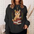 Llama Reading Book Graphic Llama With Book Floral Sweatshirt Gifts for Her Llama Reading Book Graphic Llama With Book Floral Sweatshirt Gifts for Her