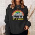 Take A Look It's A Book Retro Rainbow Sweatshirt Gifts for Her