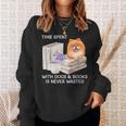 Love Reading Books And Pomeranian Dog Watercolor Art Sweatshirt Gifts for Her