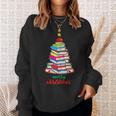 Merry Christmas Tree Book Reading Librarian Sweatshirt Gifts for Her