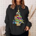 Merry Christmas Tree Reading Books Nerd Sweatshirt Gifts for Her