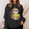 Monkey Nerd Book Glasses Sweatshirt Gifts for Her