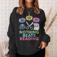Nothing Beats Reading Rock Paper Scissors Game Book Lover Sweatshirt Gifts for Her