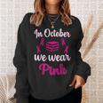 In October We Wear Pink Breast Cancer Awareness Books Lover Sweatshirt Gifts for Her