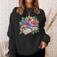 Open Book With Colorful Hibiscus Flowers Bloom Sweatshirt Gifts for Her Open Book With Colorful Hibiscus Flowers Bloom Sweatshirt Gifts for Her