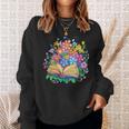 Open Book Surrounded By Colorful Spring Flowers Bloom Sweatshirt Gifts for Her