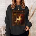Orange Cat Book Lovers Cozy Bookish Librarian Sweatshirt Gifts for Her