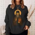 Orthodox Icon Of Seraphim Rose Holding The Holy Book Sweatshirt Gifts for Her